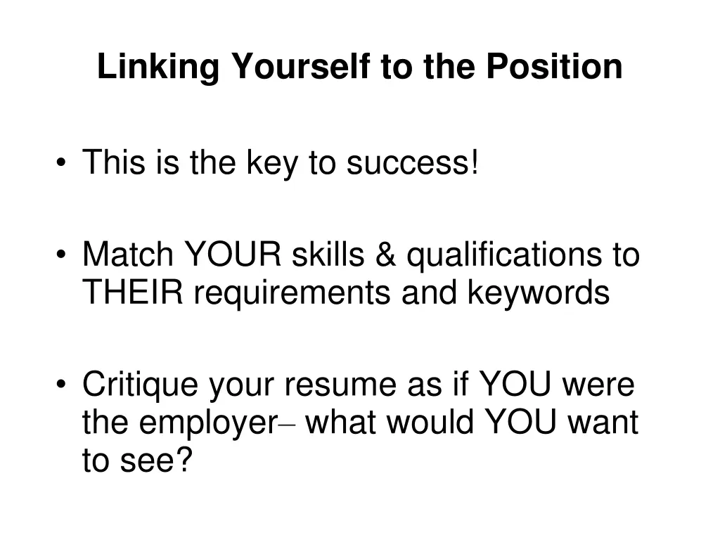 linking yourself to the position