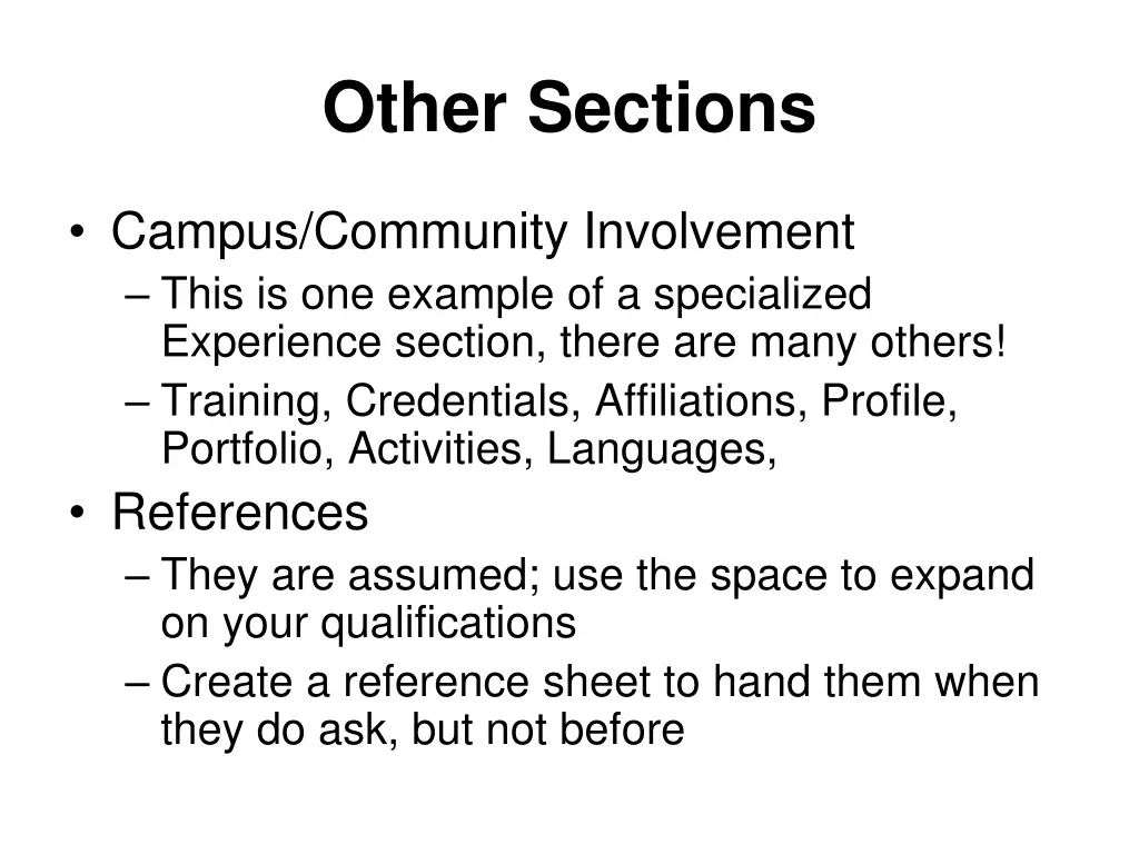 other sections