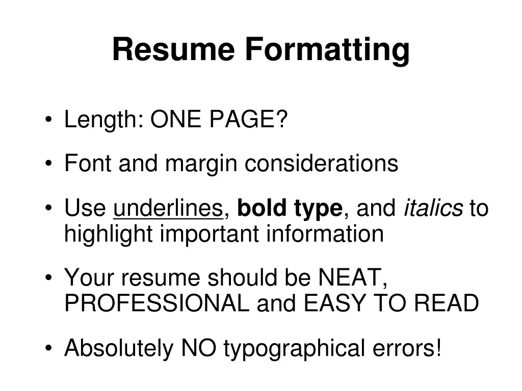 resume formatting