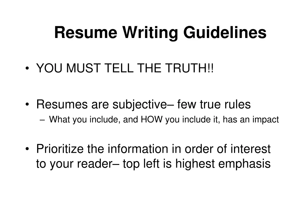 resume writing guidelines