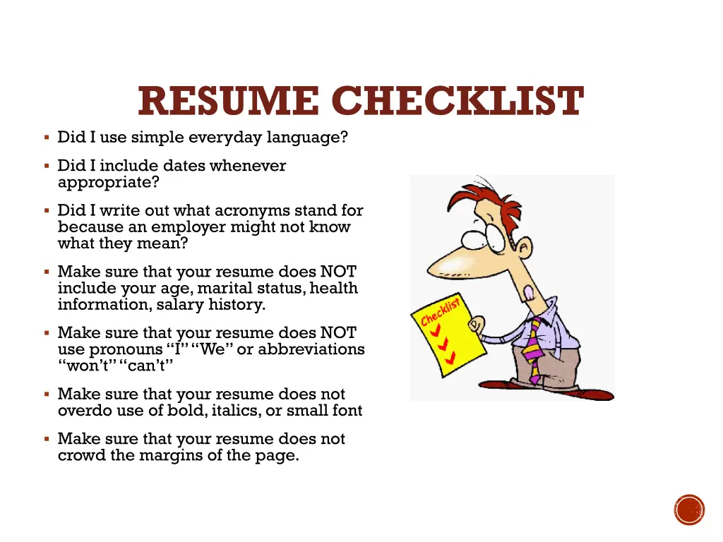 resume checklist did i use simple everyday