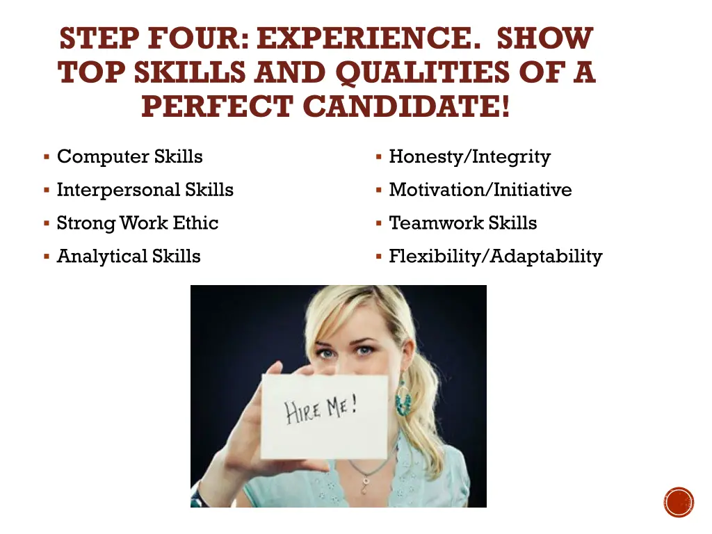 step four experience show top skills