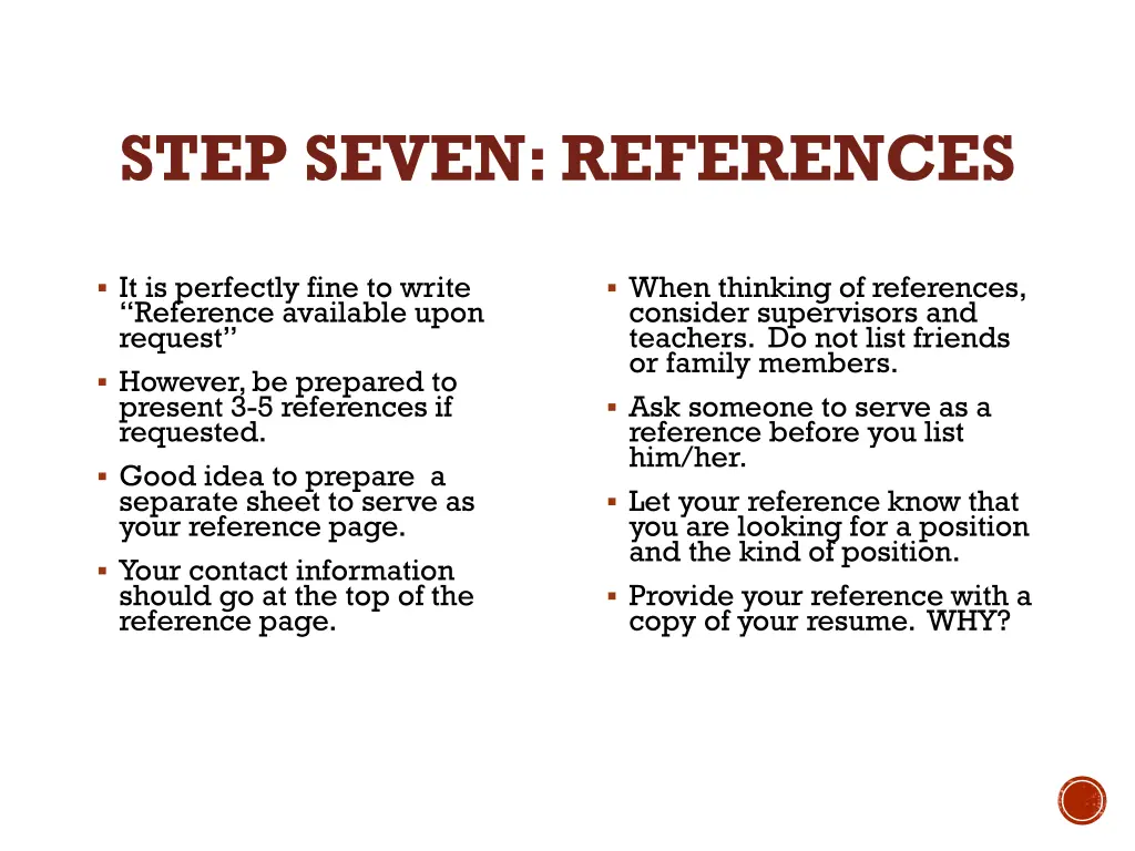 step seven references