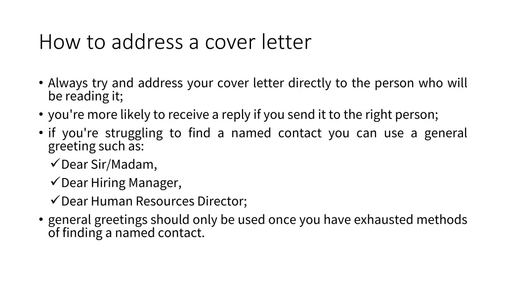 how to address a cover letter