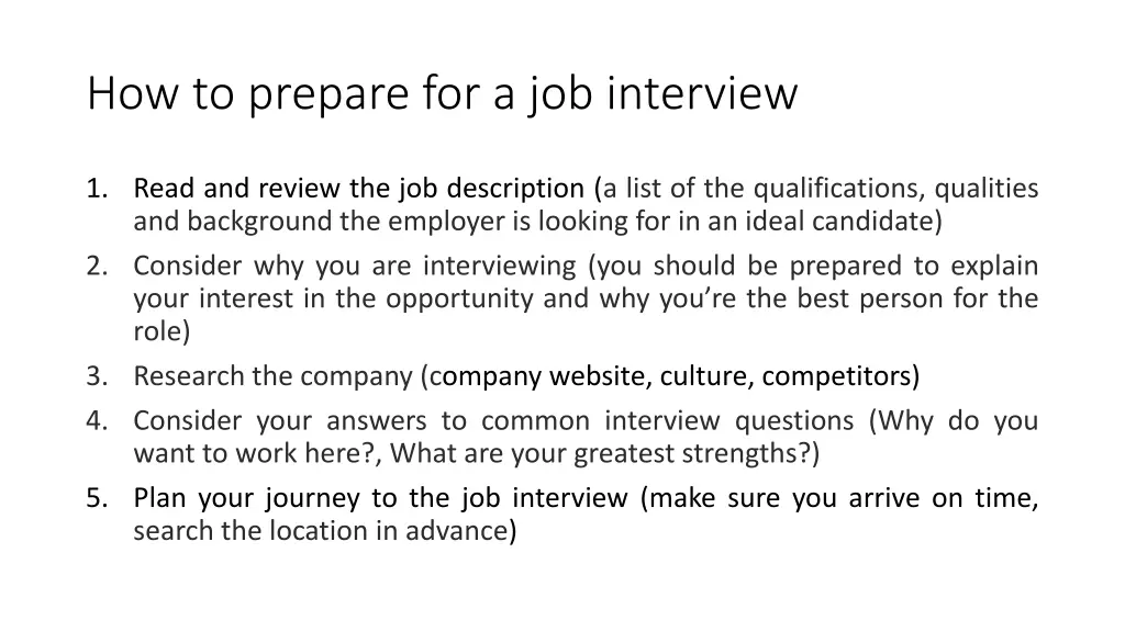 how to prepare for a job interview