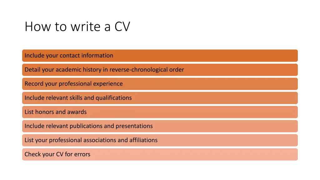 how to write a cv