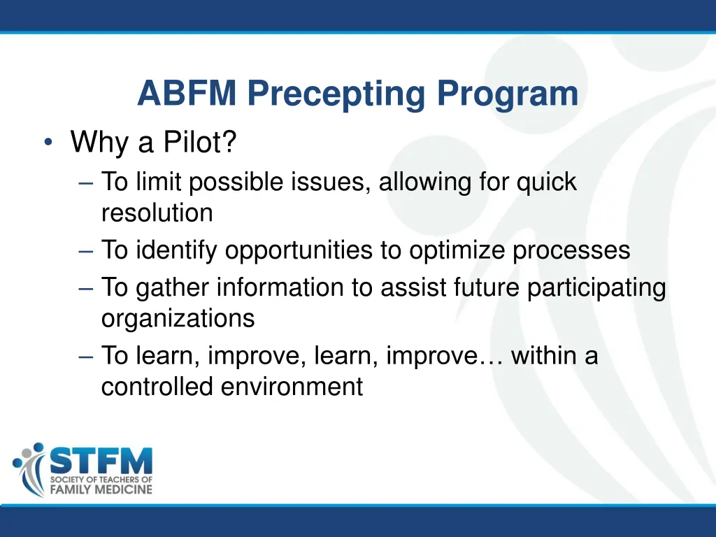 abfm precepting program why a pilot to limit