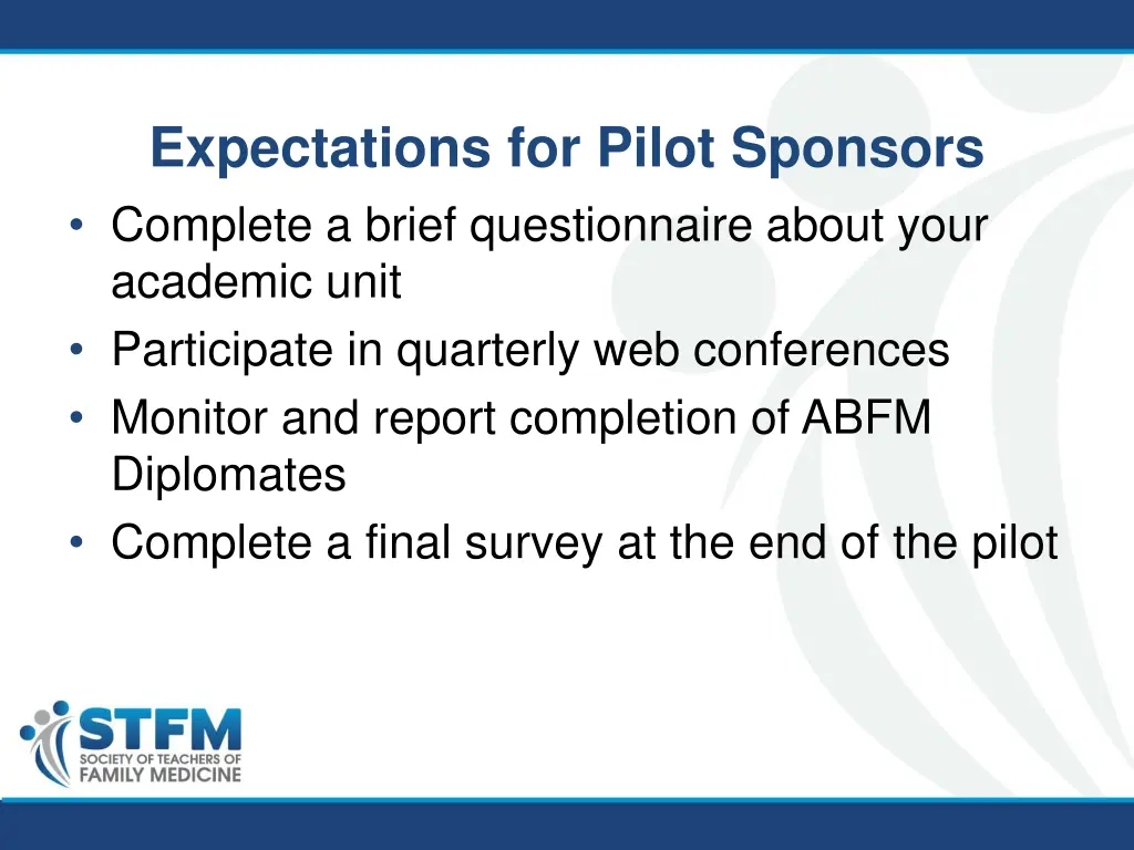 expectations for pilot sponsors complete a brief