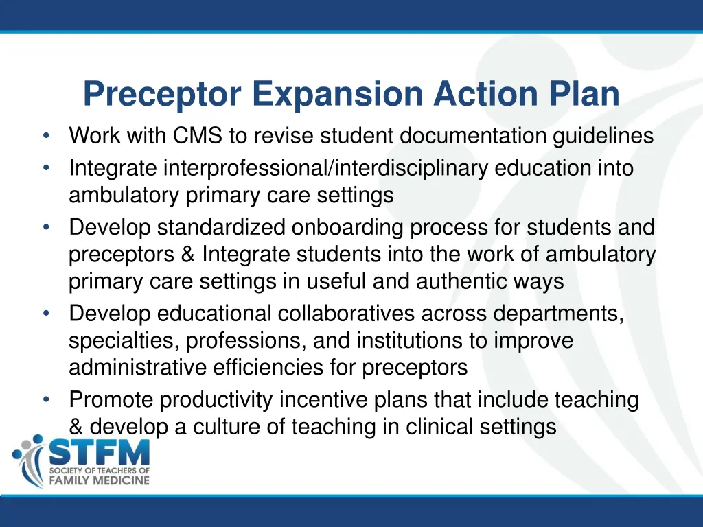 preceptor expansion action plan work with