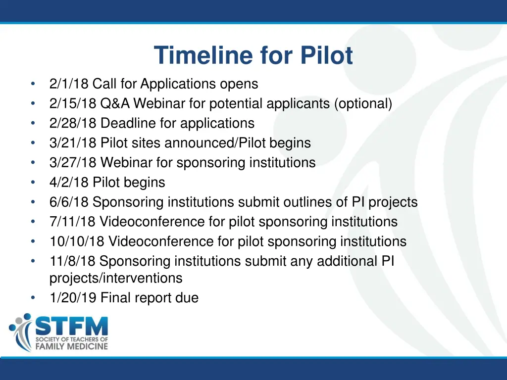 timeline for pilot
