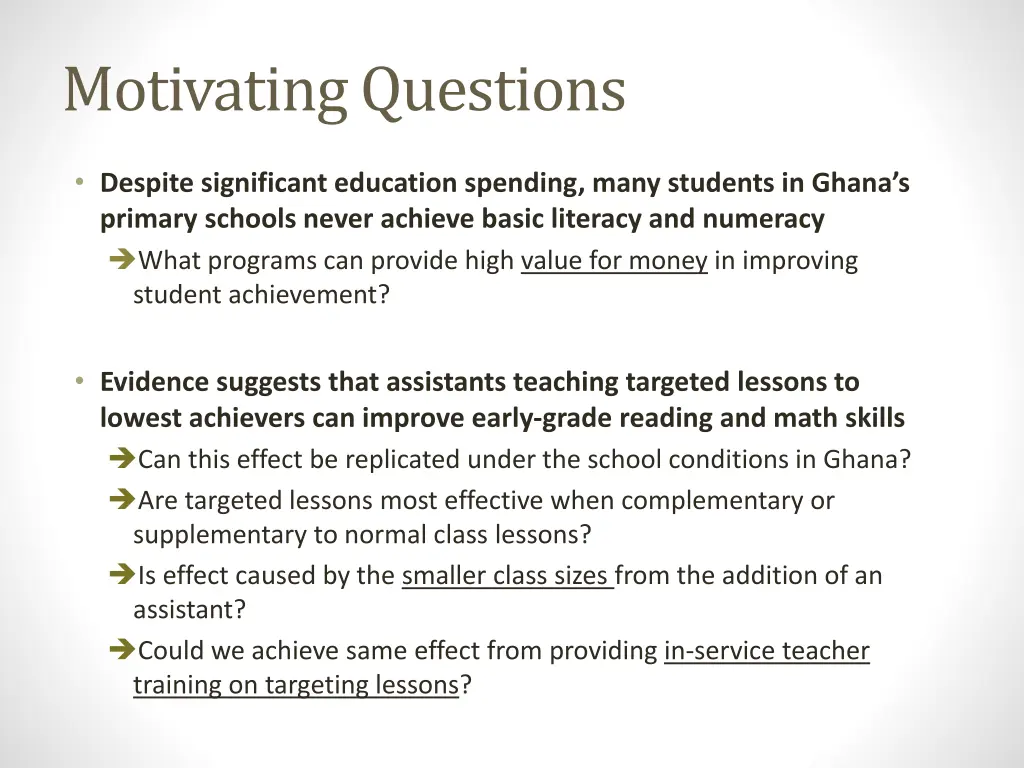 motivating questions