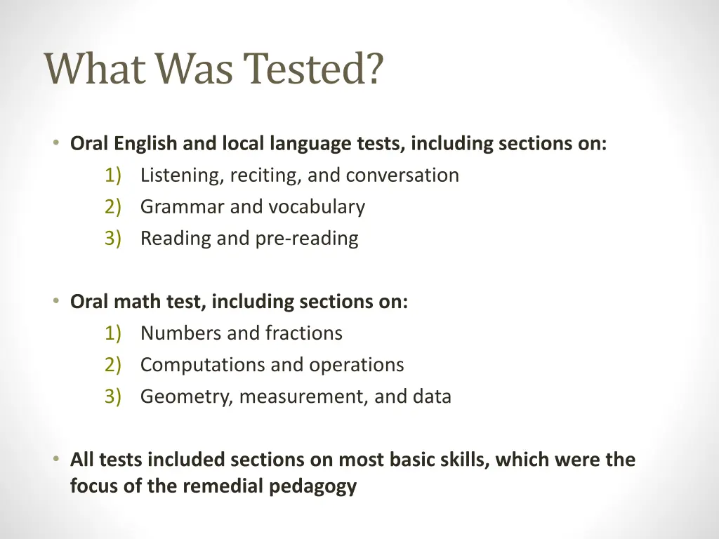 what was tested