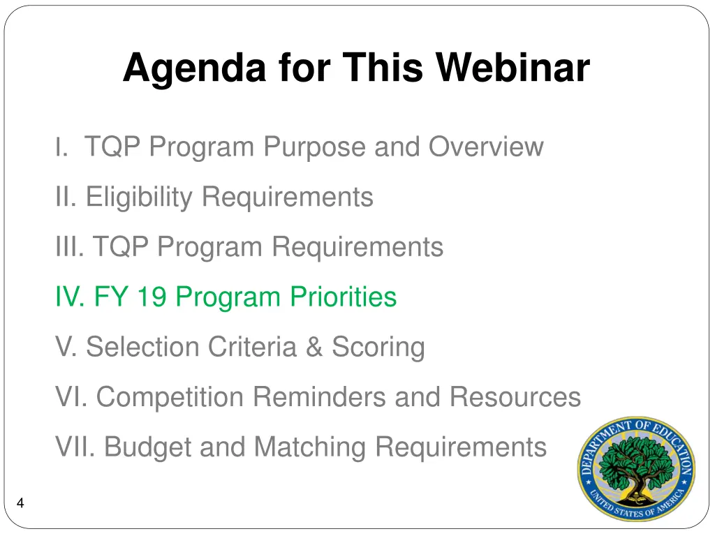 agenda for this webinar
