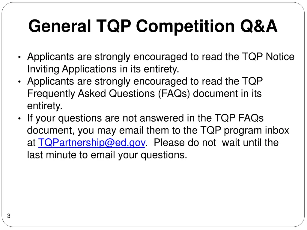 general tqp competition q a