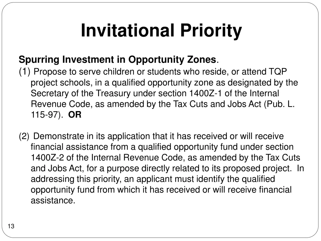 invitational priority