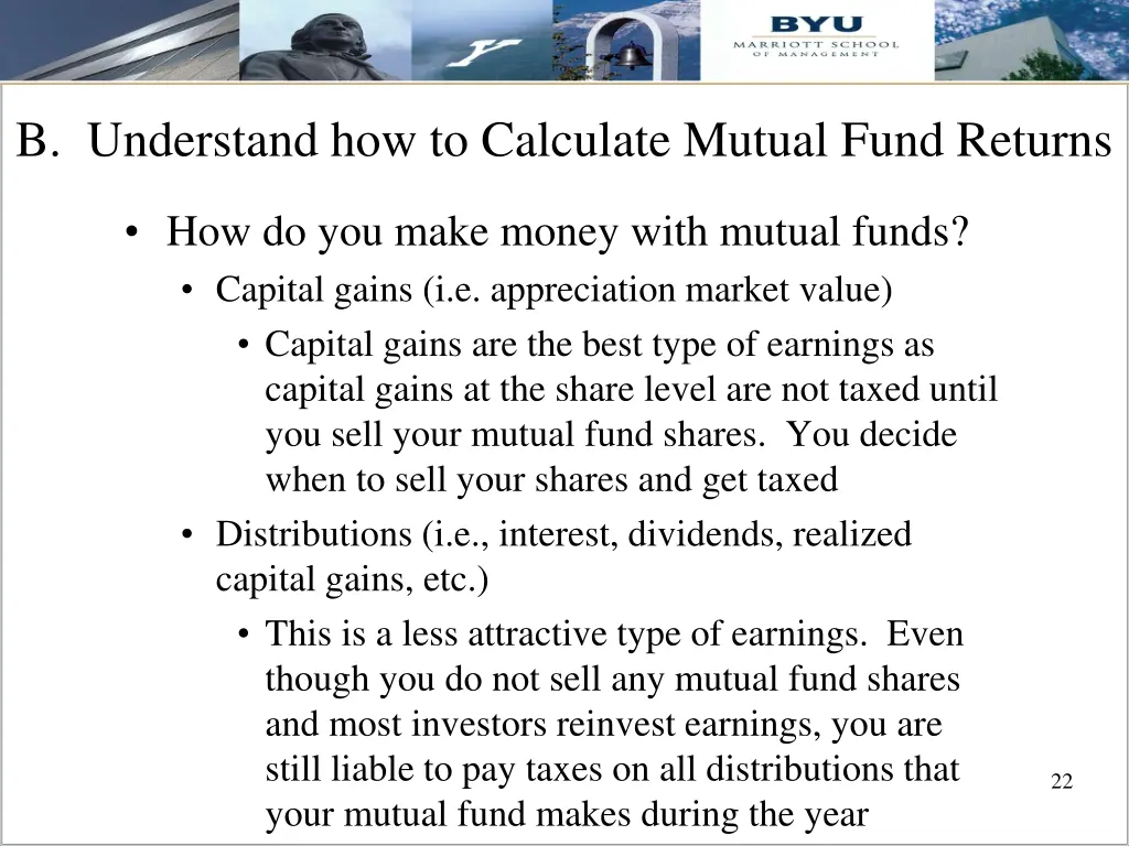 b understand how to calculate mutual fund returns