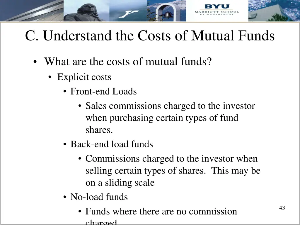 c understand the costs of mutual funds
