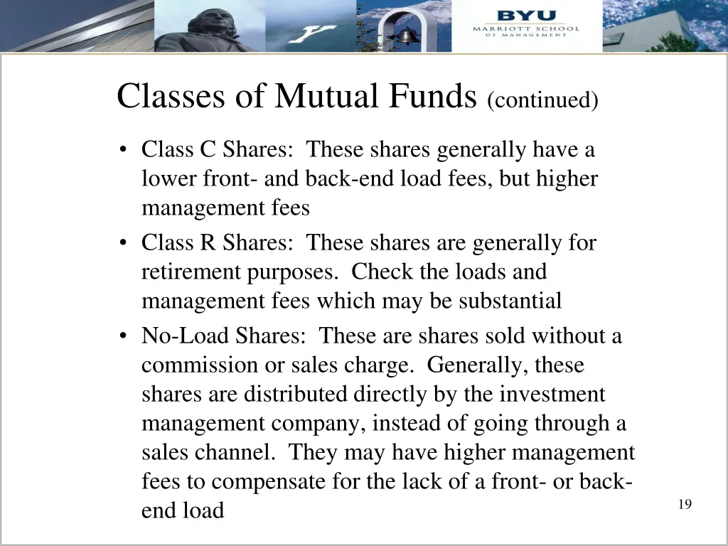 classes of mutual funds continued 1