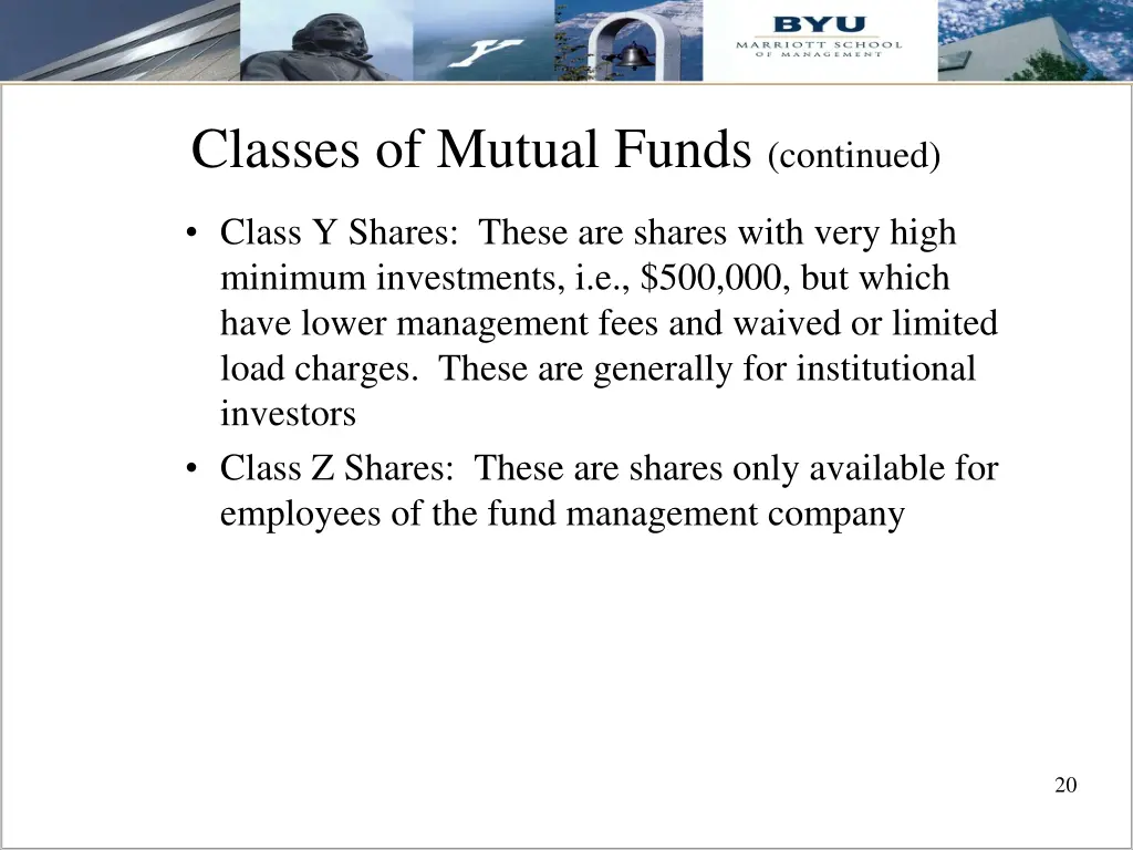 classes of mutual funds continued 2