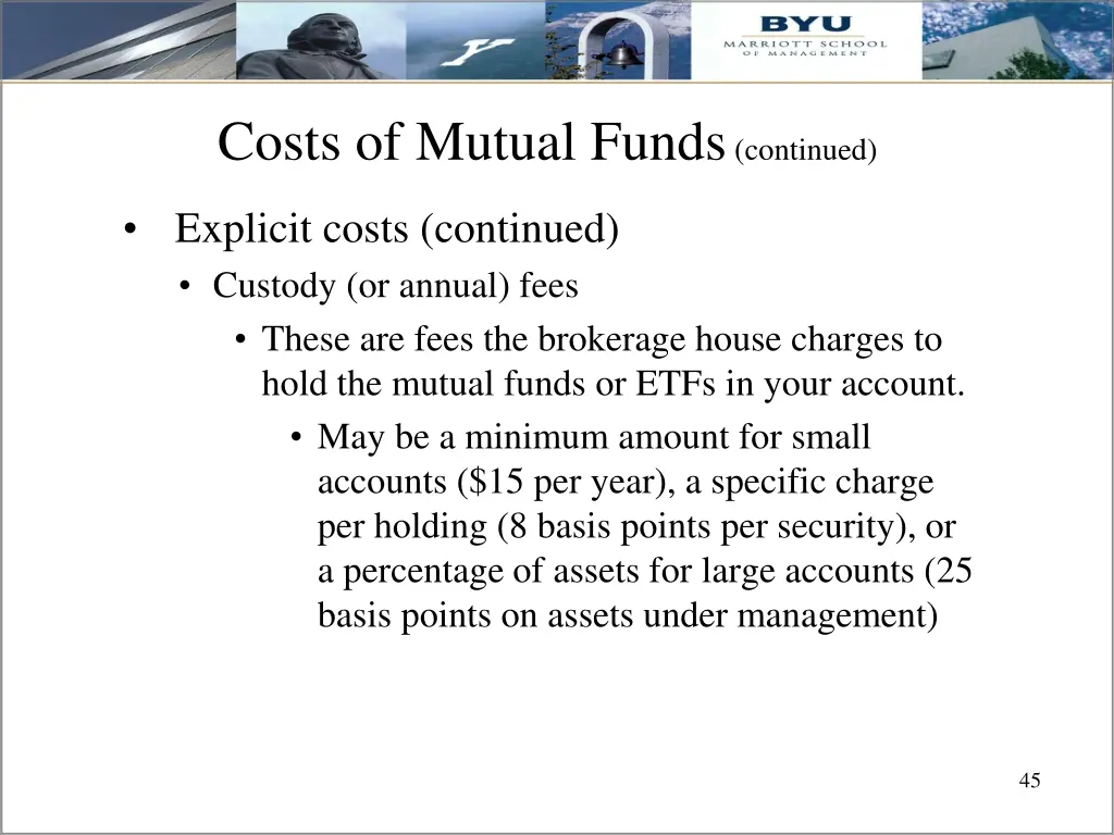 costs of mutual funds continued 1