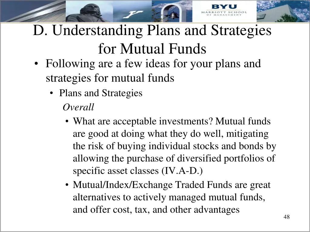 d understanding plans and strategies for mutual