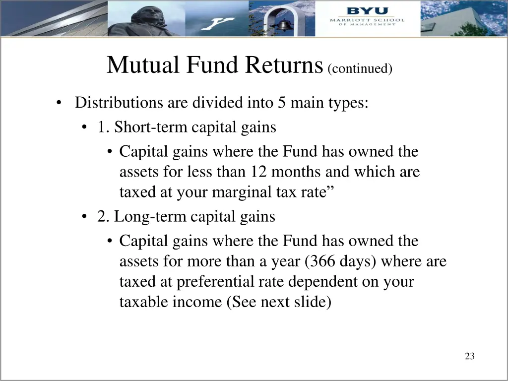 mutual fund returns continued