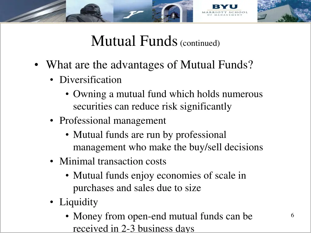 mutual funds continued