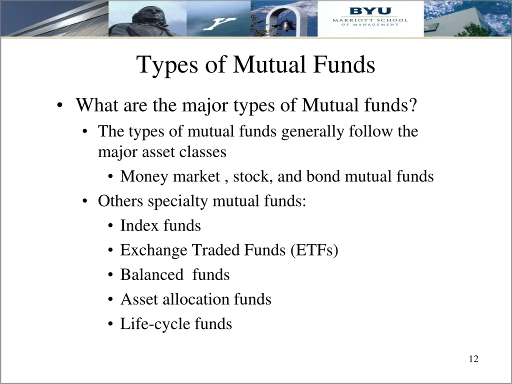 types of mutual funds