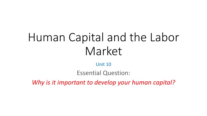 human capital and the labor market