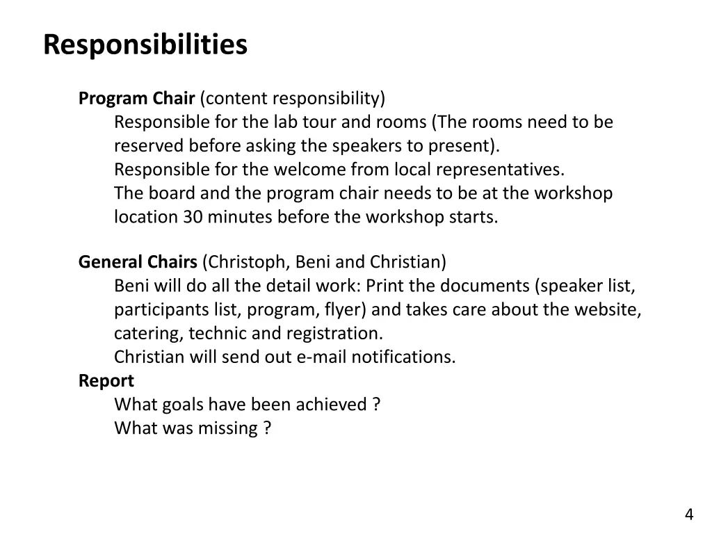 responsibilities