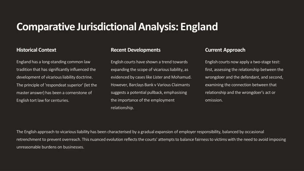 comparative jurisdictional analysis england