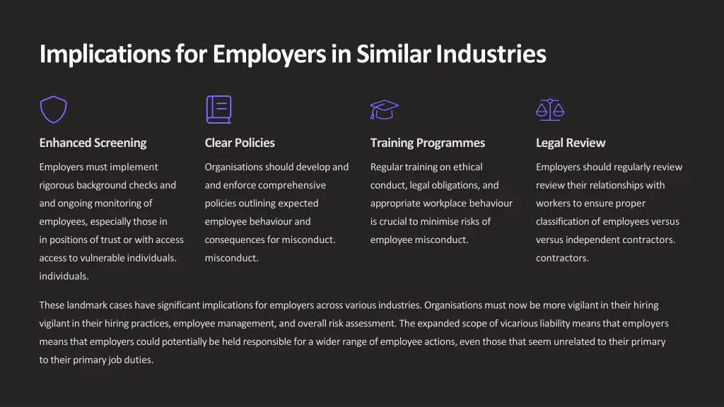 implications for employers in similar industries
