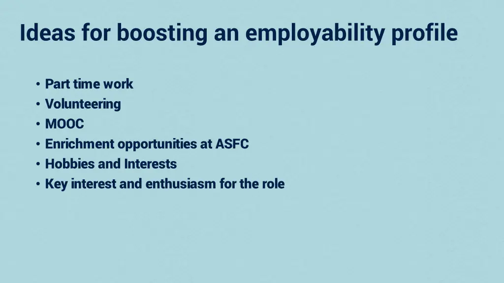 ideas for boosting an employability profile