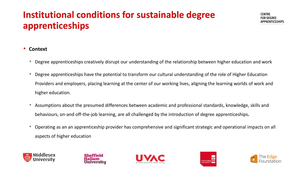 institutional conditions for sustainable degree
