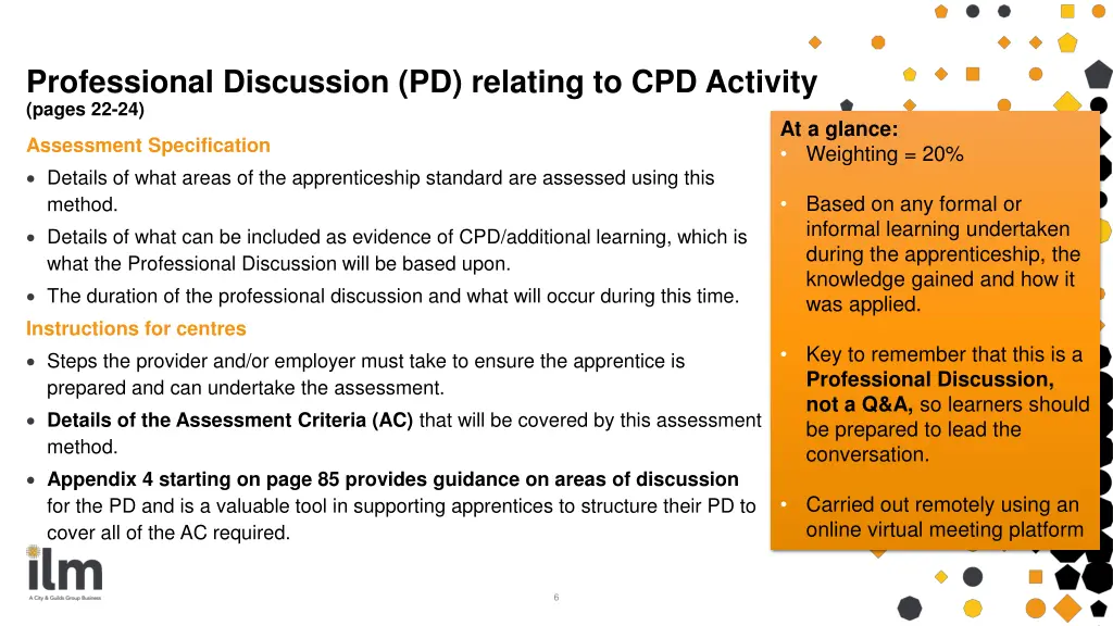 professional discussion pd relating