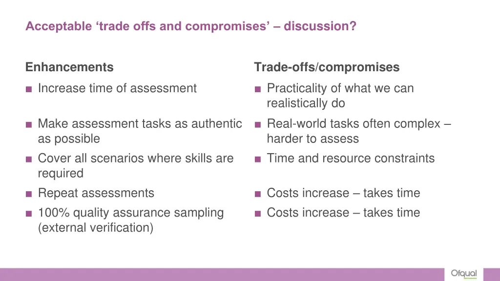 acceptable trade offs and compromises discussion