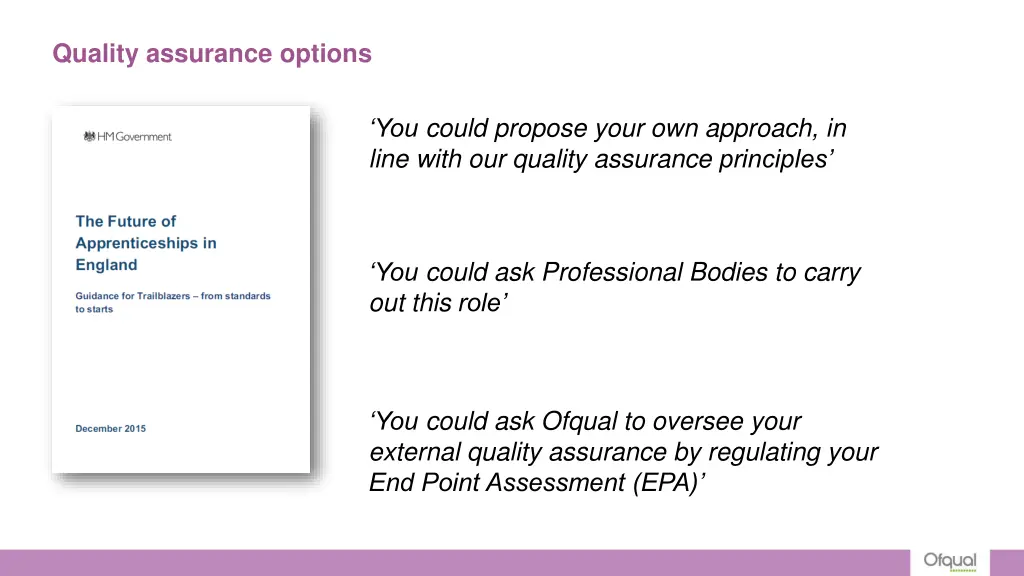 quality assurance options
