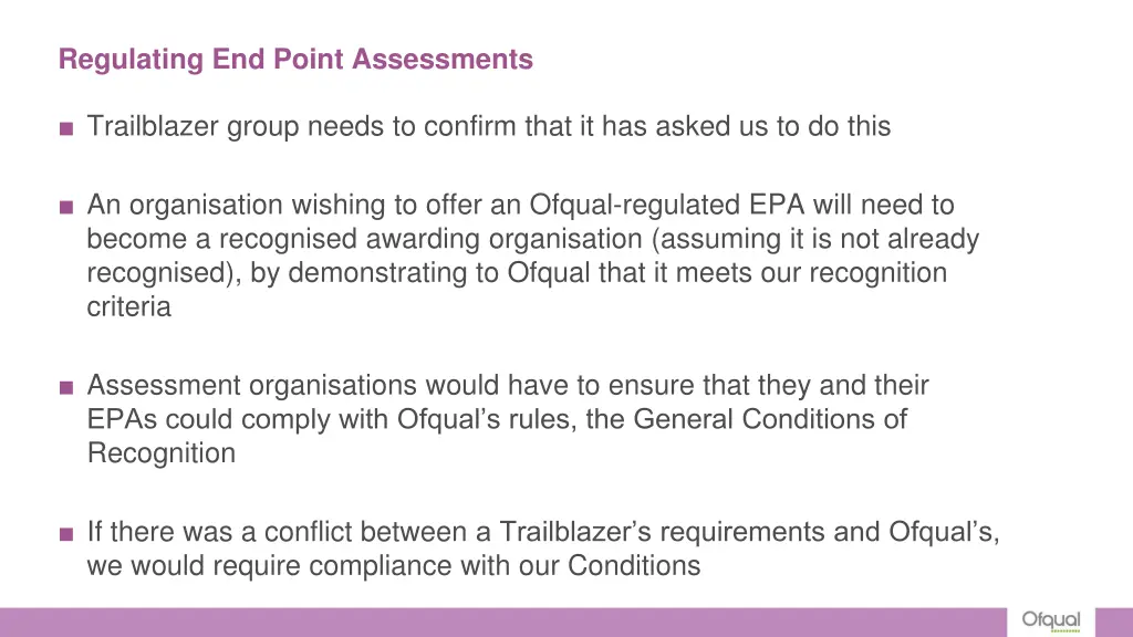 regulating end point assessments 1