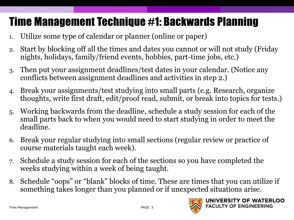 time management technique 1 backwards planning