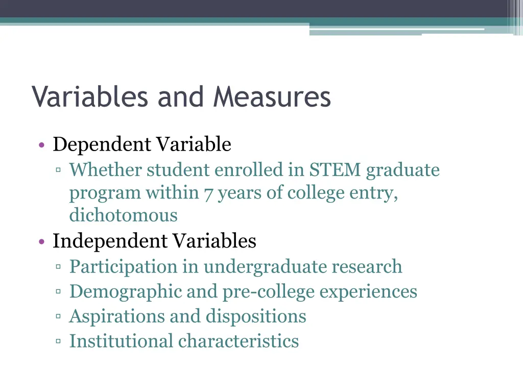variables and measures