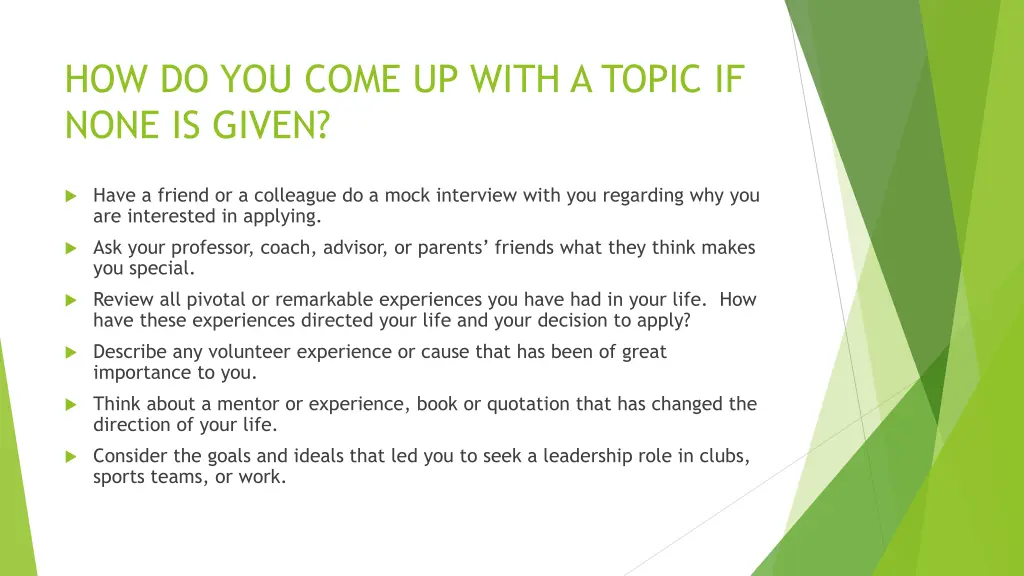 how do you come up with a topic if none is given