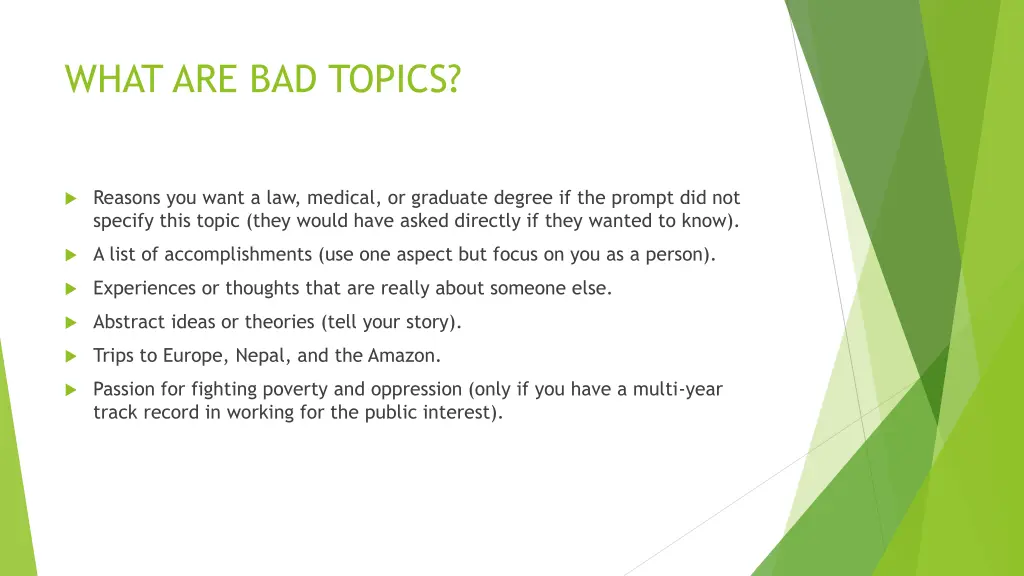 what are bad topics