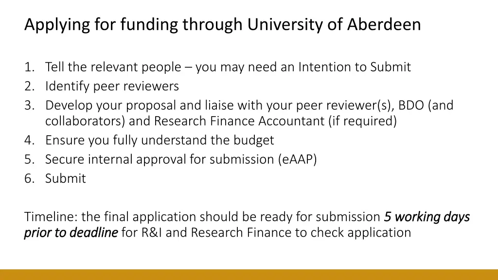 applying for funding through university
