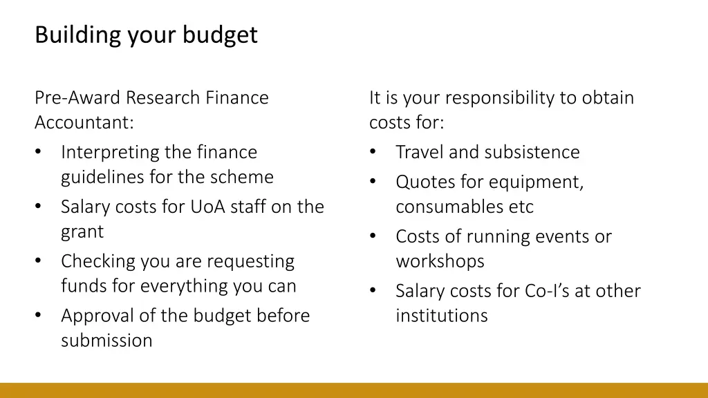 building your budget