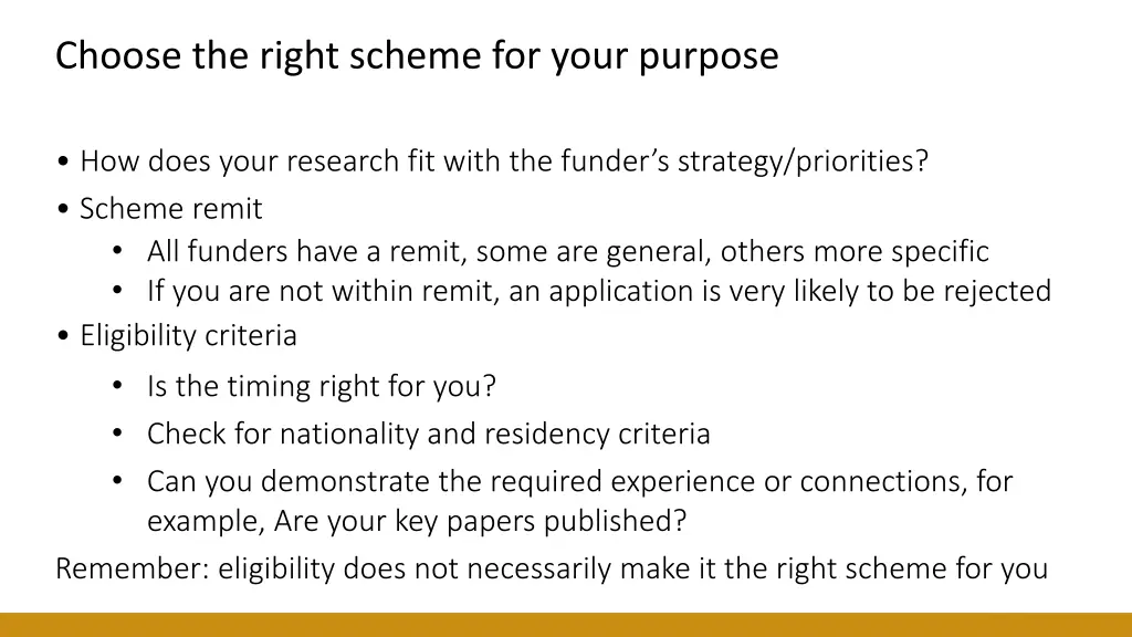 choose the right scheme for your purpose