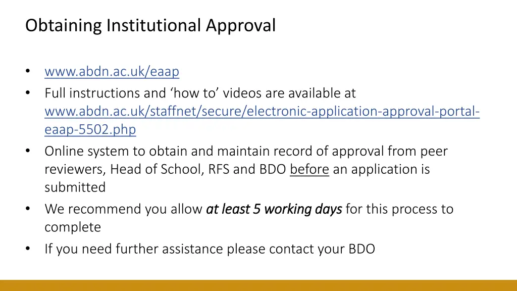 obtaining institutional approval