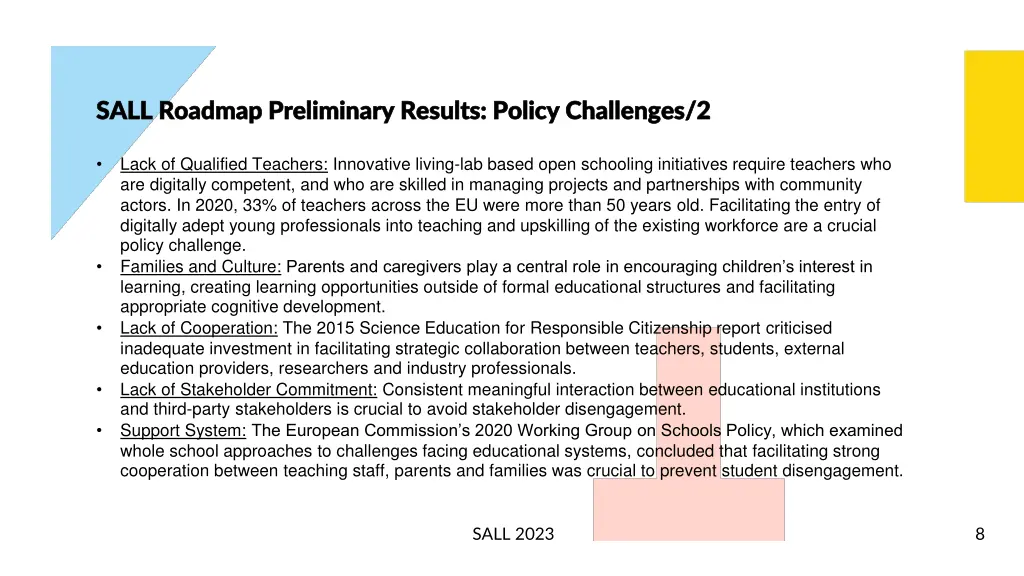 sall roadmap preliminary results policy 1