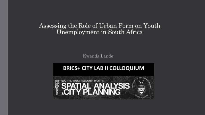 assessing the role of urban form on youth