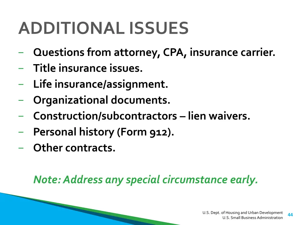 additional issues