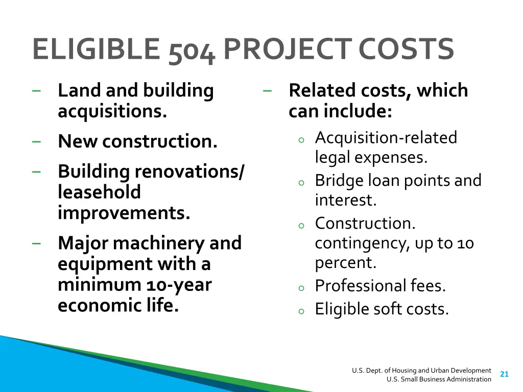 eligible 504 project costs